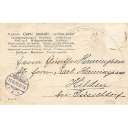 n°26980 - Carte Gaufrée - Fröhliche Pfingsten - Nain faisant chanter des oiseaux pour une fée, sylphide