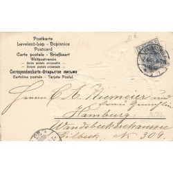 n°26982 - Carte Gaufrée - Fröhliche Ostern - Garçon jouant du tambour pour des lièvres, et poussins