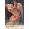 n°26990 - Clapsaddle - Un Ange Gardien lisant à l'aide d'une lampe à huile