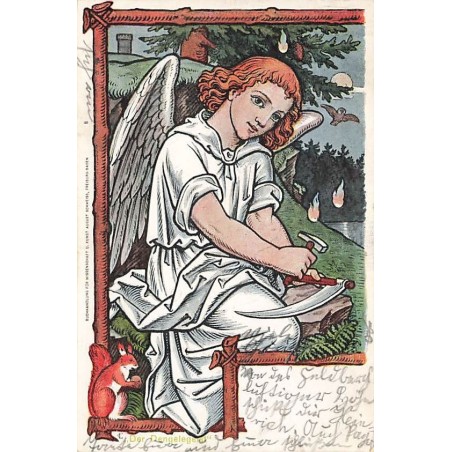 n°26992 - U. Kunst August - Un ange tapant avec un marteau sur une faux - Ecureuil