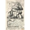 n°27000 - Fantaisie - Homme voulant couper un champignon humanisé