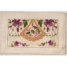 n°27001 - Carte Brodée avec rabat - Fleurs Pensées et Marguerite