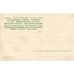 n°27009 - Carte Gaufrée - Serie n°52 - Joyeuses Pâques - Deux lièvres s'embrassant, l'un sur le dos d'un mouton