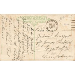 n°27014 - Carte Gaufrée - Flatscher - Fröhe Ostern - Enfants assis sous un parapluie avec des lièvres