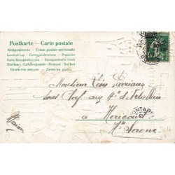 n°27016 - Carte Gaufrée - Bonne et Heureuse Année - Hommes jouant de la musique en haut d'un escalier