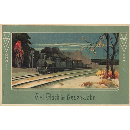 n°27021 - Carte Gaufrée - Nouvel An - Viel Glück im Neuen Jahr - Train