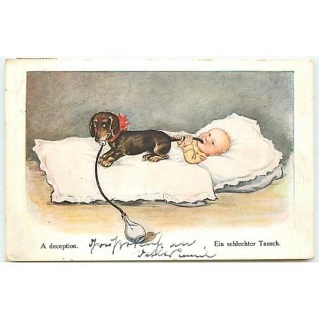 n°12962 - A deception - Ein Schlechter Tausch - Bébé et un teckel