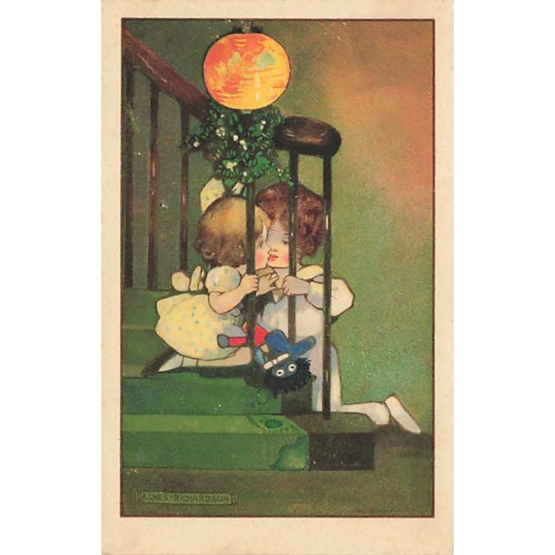 n°27055 - Illustrateur - Agnès Richardson - MM Vienne n°772 - Enfants dans un escalier s'embrassant