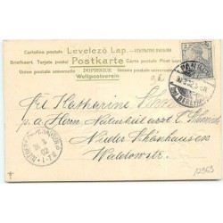 n°12969 - Carte Gaufrée - Fröhliche Ostern - Jeune femme portant des lapins