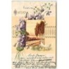 n°12970 - Carte Gaufrée - Fröhliche Ostern - Paysage, une poule et ses poussins