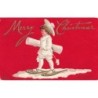 n°27071 - Carte Gaufrée - Clapsaddle - Merry Christmas - Garçon marchant avec des raquettes