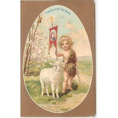 n°12972 - Fröhliche Ostern - Enfant près d'un mouton