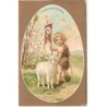 n°12972 - Fröhliche Ostern - Enfant près d'un mouton