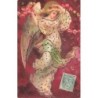 n°27078 - Carte à paillettes - Clapsaddle -  Bonne Année - Ange gardien avec une guirlande de roses