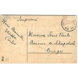 n°12975 - Carte Gaufrée - Bonne Année - Enfants assis sur un banc buvant du champagne