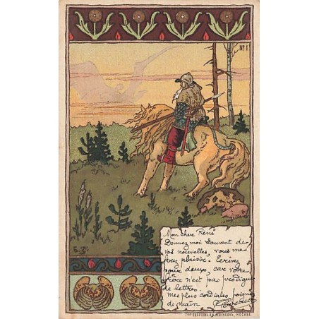n°27101 - Illustrateur Russe - Art Nouveau - Bogatry by B. Zvorykin - Homme sur un cheval