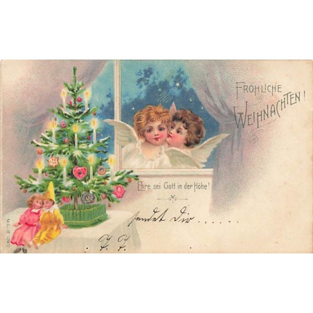 n°27114 - Noël - MSIB 12972 - Fröhliche Weihnachten - Anges admirant par une fenêtre un sapin décoré
