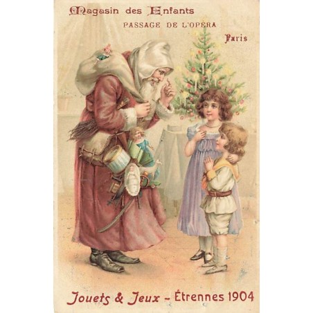 n°27116 - Noël - Magasin des Enfants, Passage de l'Opéra - Jouets & Jeux - Etrennes 1904 - Enfants parlant au Père Noël