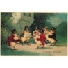 n°27120 - Carte Gaufrée - Pâques - Fröhliche Ostern - Fanfare de poussins habillés