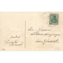 n°27123 - Carte Gaufrée - Clapsaddle - Fröhliche Ostern - Garçon apportant à manger à une poule et ses poussins