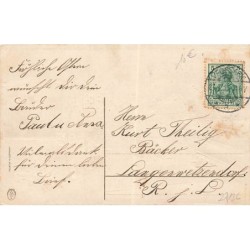 n°27126 - Carte Gaufrée - Frohes Osterfest -Couple de poussins habillés s'apprêtant à monter dans une diligence