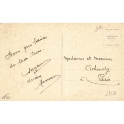 n°27128 - Joyeuses Pâques - Busi - Jeune femme près d'un arbre fleuri, et de moutons