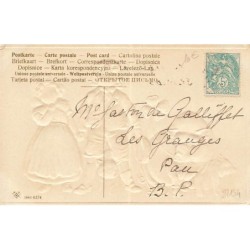 n°27134 - Carte Gaufrée - 6174 - Heureuse Année - Jeune couple près d'une famille de cochons