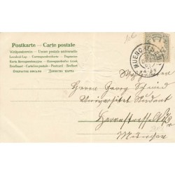 n°27138 - Carte Gaufrée - Prosit Neujahr - Veilleur de Nuit accompagné d'un homme avec un tambour
