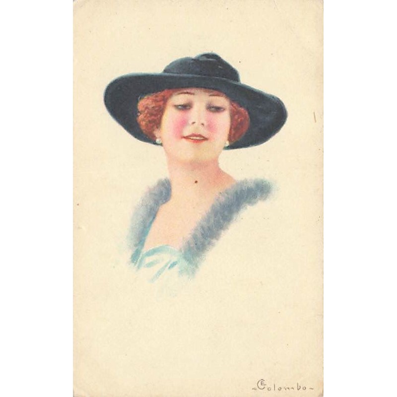 n°27156 - Illustrateur E. Colombo - Jeune femme portant un chapeau