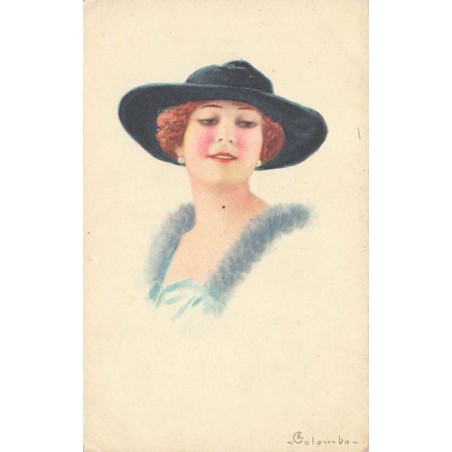 n°27156 - Illustrateur E. Colombo - Jeune femme portant un chapeau