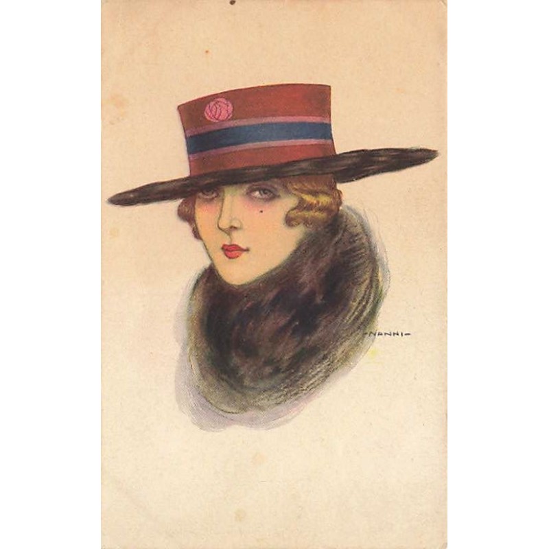 n°27160 - Illustrateur Nanni - Jeune femme portant un foulard et un chapeau