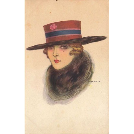 n°27160 - Illustrateur Nanni - Jeune femme portant un foulard et un chapeau