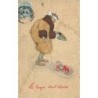 n°27184 - Fantaisie - Les temps sont durs - Homme tenant une petite voiture faisant la manche