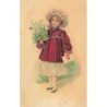 n°27197 - Carte Gaufrée - MSIB 455 - Jeune fille tenant une lettre et un bouquet de muguet
