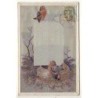 n°27204 - Carte Brodée Tissée Soie - Oiseaux dans leur nid