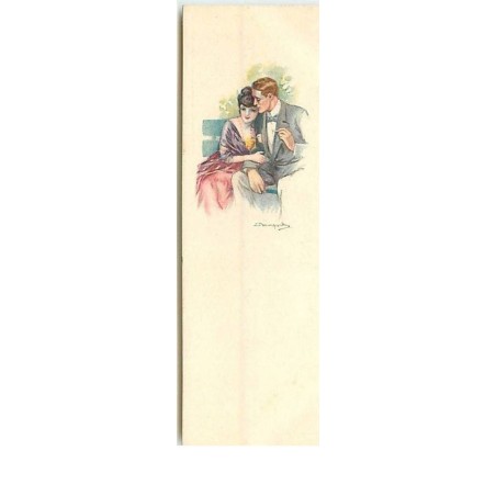 n°13025 - S. Bompard - Couple enlaçés assis sur un banc (format 4,5 x 14 cm)