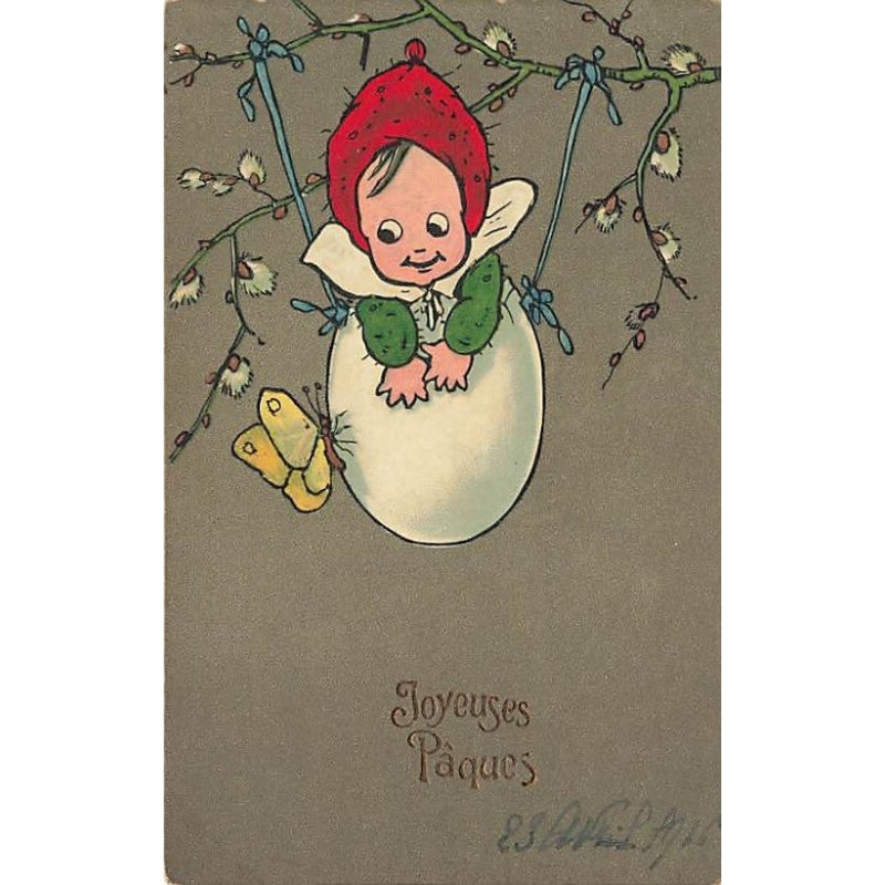 n°27219 - MSIB 2009 - Joyeuses Pâques - Enfant dans un oeuf regardant un papillon