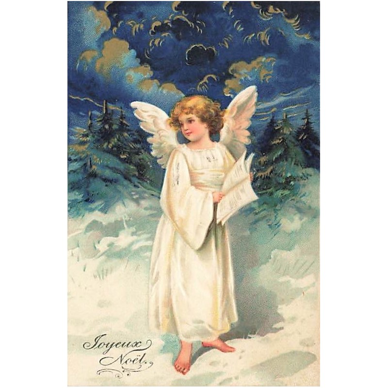 n°27225 - Carte Gaufrée - Clapsaddle - Joyeux Noël - Ange tenant un journal
