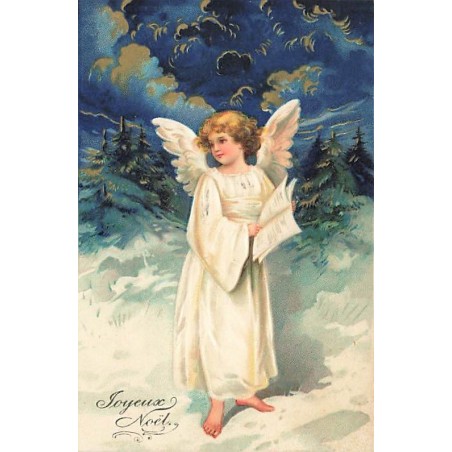 n°27225 - Carte Gaufrée - Clapsaddle - Joyeux Noël - Ange tenant un journal