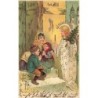 n°27230 - Carte Gaufrée - MSIB 13472 - Fröhliche Weihnachten - Ange apportant une bougie et un sapin à des enfants