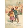 n°27236 - Bonne et Heureuse Année - Jeune garçon cachant avec ses mains les yeux d'une jeune fille