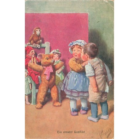 n°27240 - Fantaisie - Ein ernster Konflikt - Enfants avec des jouets, dont un ours en peluche - Teddy Bear