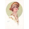 n°27256 - Illustrateur - Pickuick - Jeune femme rousse portant un rouge à lèvres rouge et un chapeau
