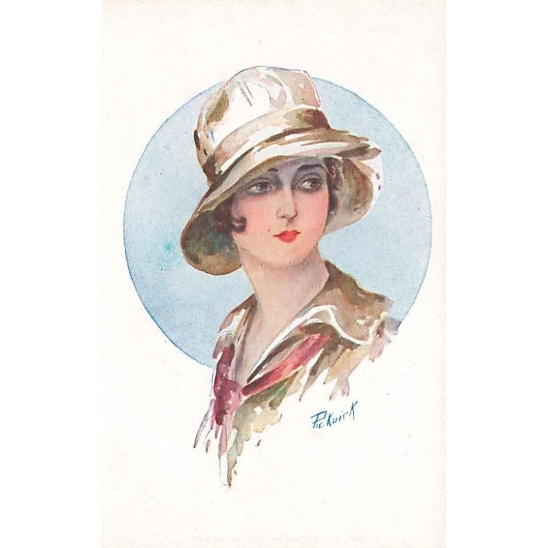 n°27258 - Illustrateur - Pickuick - Jeune femme brune portant un chapeau marron