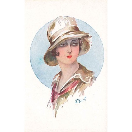 n°27258 - Illustrateur - Pickuick - Jeune femme brune portant un chapeau marron