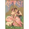n°27264 - Illustrateur - Chiostri - Une couple sous un arbre, le jeune homme offrant des fleurs, avec un mouton