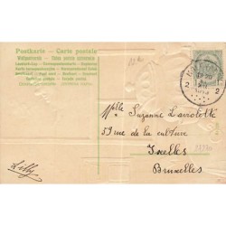 n°27270 - Carte Gaufrée - Bonne Année - Soupière sur une table, et lune humanisée fumant