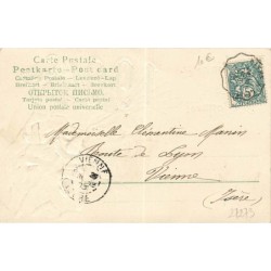 n°27273 - Carte Gaufrée - Bonne et Heureuse Année 1904 - Nains grimpant une montagne