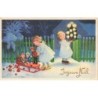 n°27278 - F. Baumgarten - Joyeux Noël - Anges apportant un sapin, et des poupées à l'aide d'une luge