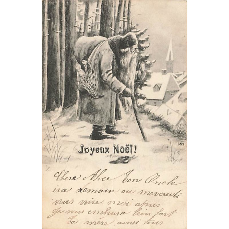 n°27279 - Joyeux Noël - Père Noël près d'un village